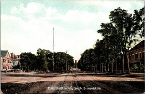 Vtg Brunswick Maine ME View of Main Street Looking South 1910s Postcard