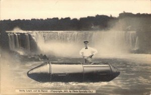 Beautiful Minty RPPC, Bobby Leach w/his Niagara Falls Barrel, 1911, Old Postcard
