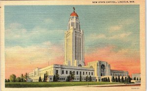 1940s Lincoln Nebraska New State Capitol Linen Postcard 13-9