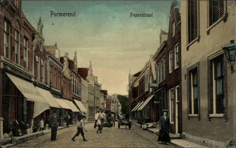 Purmerend Netherlands Peperstraat Street Scene c1910 Vintage Postcard