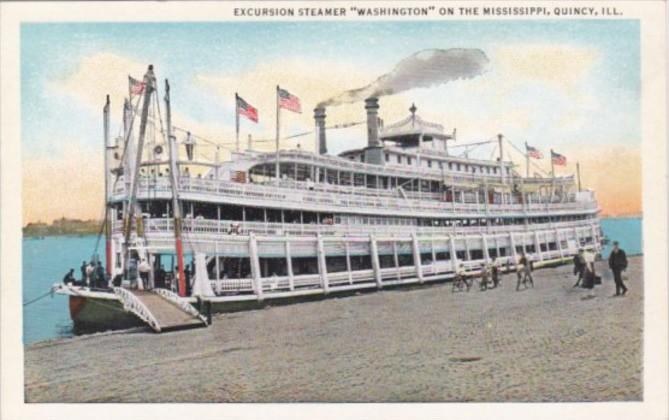 Illinois Quincy Excursion Steamer Washington On The Mississippi Curteich