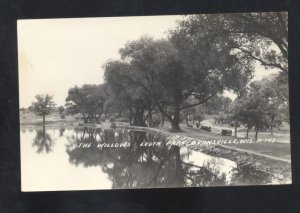 RPPC EVANSVILLE WISCONSIN THE WILLOWS LEOTA PARK VINTAGE REAL PHOTO POSTCARD