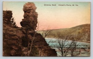 Hand Colored  Chimney Rock  Harper's Ferry  West Virginia    Postcard