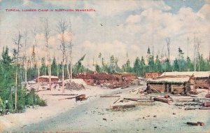 Typical Lumber Camp in Northern Minnesota MN ~1909 POSTCARD