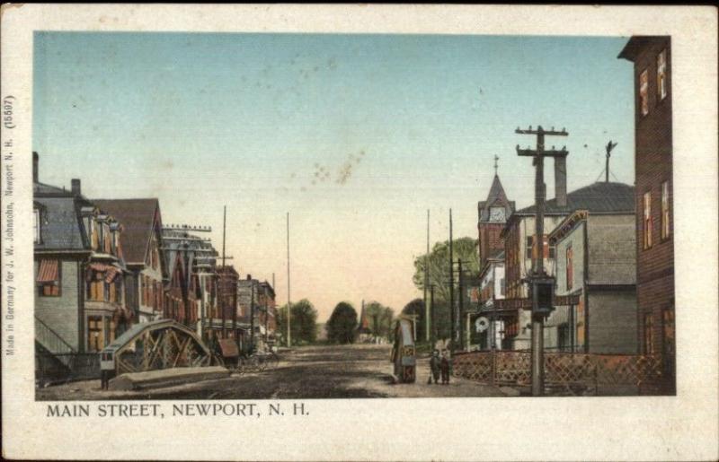 Newport NH Main Street c1910 Copper Windows Postcard
