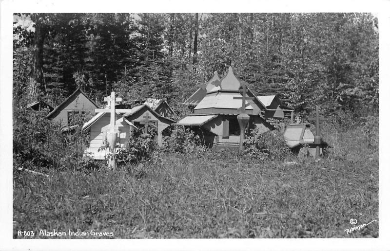 R803. Alaska Indian Graveyard Alaska Robinson Publisher Real Photo Postcard