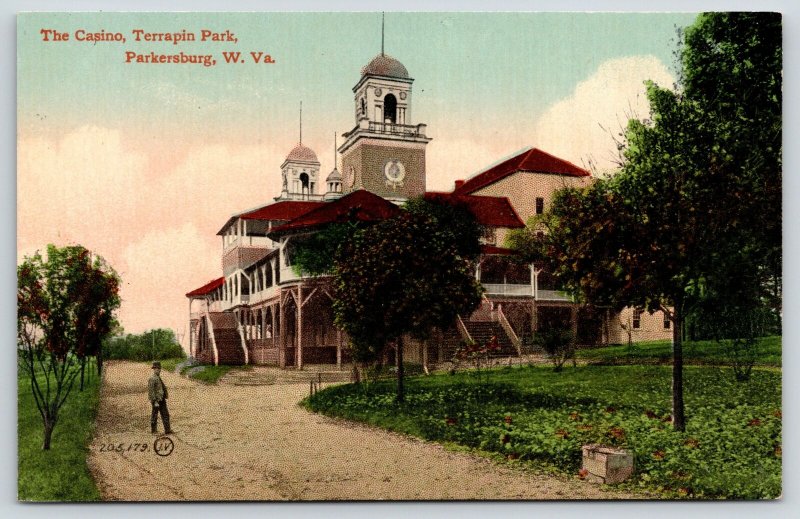 Parkersburg West Virginia~Terrapin Park Casino Side View~Gambler on Gravel~c1910 