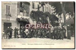 Old Postcard Army Group & # 39infanterie maneuvers