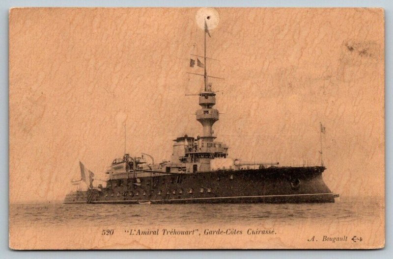 WW1  French Naval Battleship  L'amiral  Trehouart  Postcard