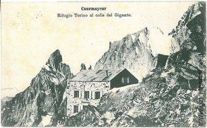 05290 VINTAGE POSTCARD: ALPINE REFUGE: AOSTA - COURMAYEUR-