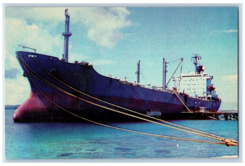 c1950's M.S. Conestoga Mobil Tanker at Cabras Island Port of Guam Postcard