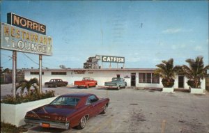 Pompano Beach FL Norris Restaurant Trotters Lounge Catfish Cars Postcard