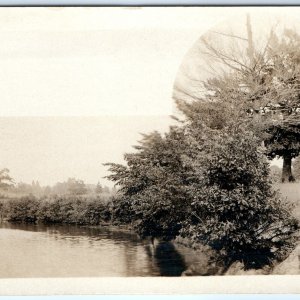 c1900s UDB Beautiful Pond Scene RPPC Fog Real Photo Postcard Front Border A85