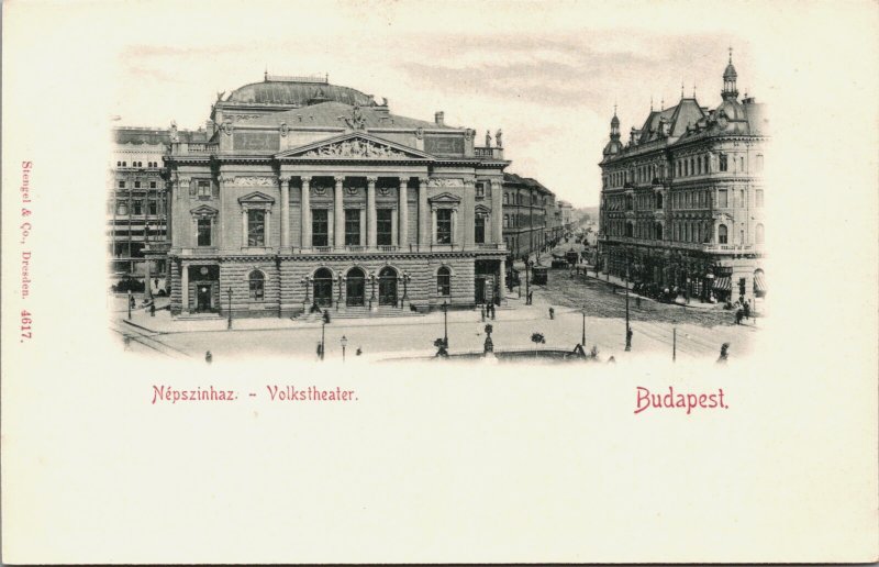 Hungary Budapest Nepszinhaz Volkstheater Vintage Postcard C095