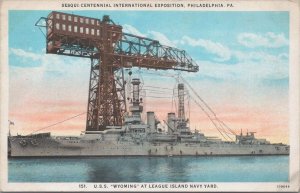 Postcard Sesqui Centennial International Exo Philadelphia PA Ship USS Wyoming