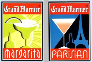 2 Postcards GRAND MARNIER Cocktail Recipe MARGARITA & PARISIAN 4x6 Advertising