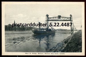 h2758 - WELLAND Ontario Postcard 1930s Main Street Bridge Ship Canal by Leslie