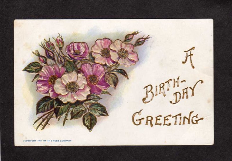 Birthday Greeting Greetings Postcard Flowers 1907 The Rose Company Postcard TRC