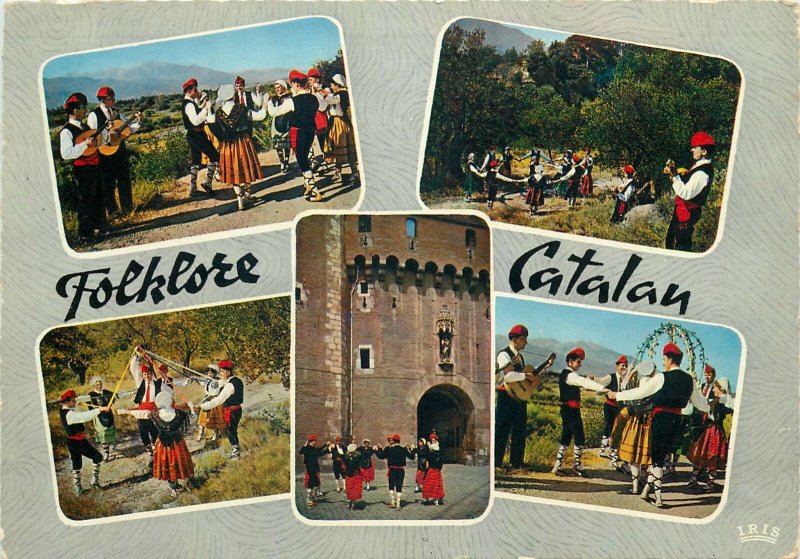 folklore catalan multi view dance costumes hats Postcard