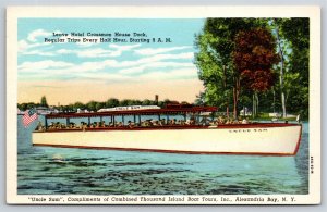 Alexandria Bay New York~Uncle Sam Thousand Islands Tour Boat~Vintage Postcard