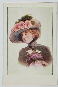 MILLINERY Trade Advertising Big Smile Pretty Hat Postcard M17