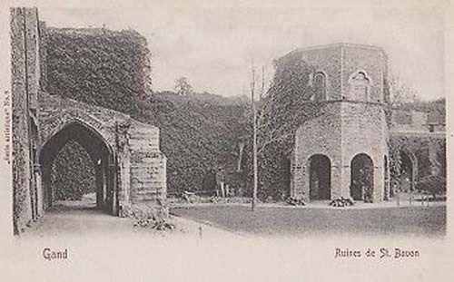Gand Castle Ruins St Saint Bavon Belgium Church Antique Postcard