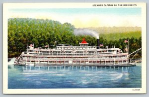 Steamer Capitol On the Mississippi River  Postcard