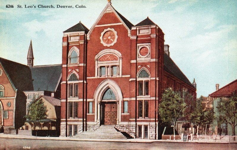 Vintage Postcard St. Leo's Church Parish Religious Building Denver Colorado CO