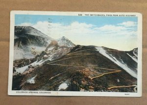 1935 USED .01 POSTCARD  - SWITCHBACKS PIKES PEAK HWY, COLORADO SPRINGS, COLO.