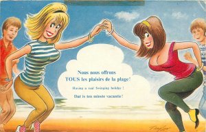 Seaside holiday humorist illustration Postcard