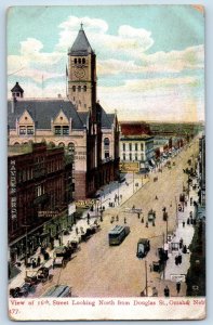 Omaha Nebraska Postcard View Of 16th Street Looking North From Douglas St. 1910