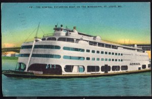 Missouri ST LOUIS Admiral Excursion Boat on the Mississippi pm1954 Divided Back