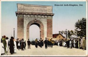 Memorial Arch Kingston ON Ontario Marching Band Postcard D66