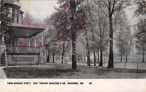 Hammond Indiana view of Harrison Park from Hohman St antique pc Y11127