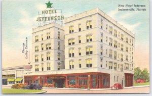 Vintage New Hotel Jefferson Jacksonville FL Linen Postcard Kloeppel