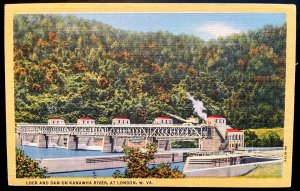 Vintage Postcard 1934 Lock and Dam on Kanawha River, London, West Virginia