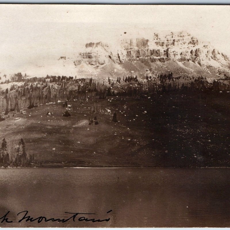 c1900s Montana RPPC Beartooth Mountain Real Photo Lake Snow Postcard Rare A123