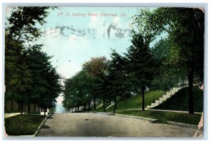 1909 5th St. Looking West Trees Scene Ottumwa Iowa IA Posted Vintage Postcard