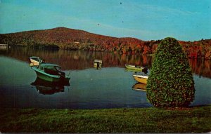 New York Adirondacks Boating On Crystal Clear Lake