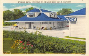 LPS75 ASHLAND Ohio Spreng's Motel Postcard
