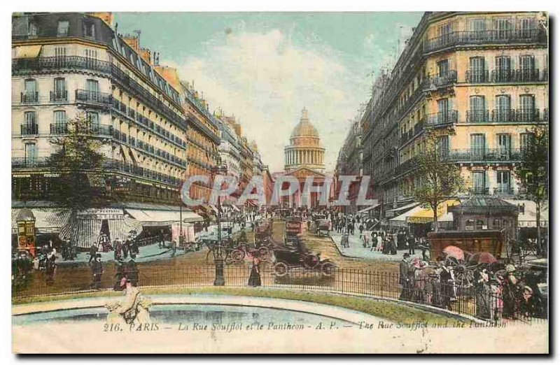 Old Postcard Paris La Rue Soufflot and the Pantheon