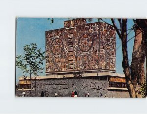 Postcard Ciudad Universitaria, Biblioteca Library, Mexico City, Mexico