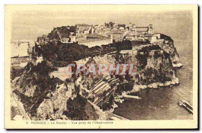 Old Postcard Monaco Rocher taken Observatory View