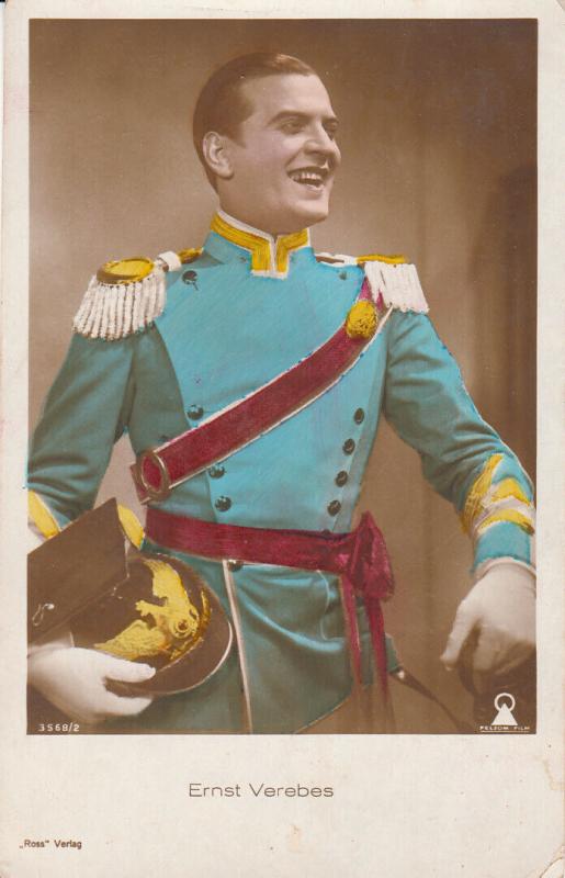 Hungarian actor Ernst Verebes german military uniform helmet early postcard