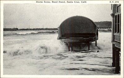 SANTA CRUZ CA Storm Scene Band Stand FLOOD DISASTER c1920...