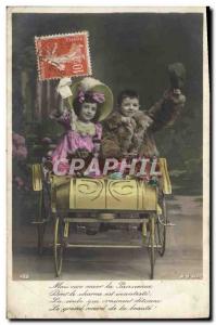 Old Postcard Fancy Automotive Children