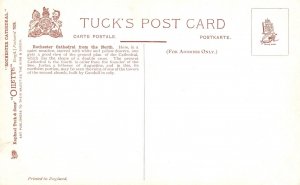 Vintage Postcard Rochester Cathedral From The North White Yellow Flowers Oilette