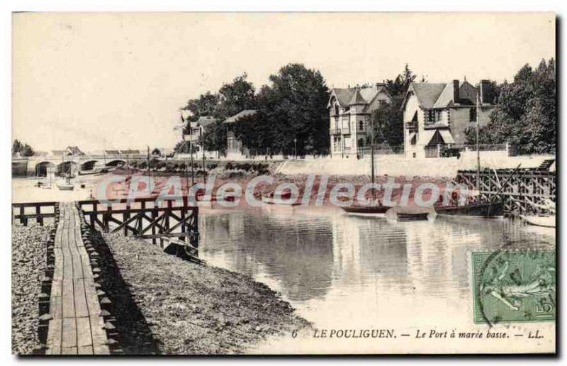 Old Post Card Pouliguen Port tide BASED