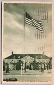Vtg Washington WA Fort Lewis Post Headquarters 1940s View Postcard