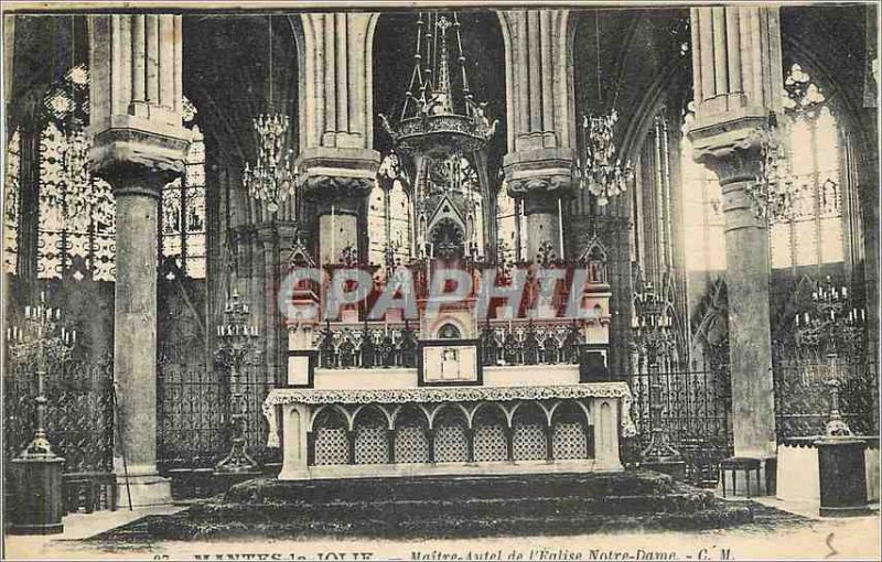 Old Postcard Mantes La Jolie Altar of the Church of Our Lady